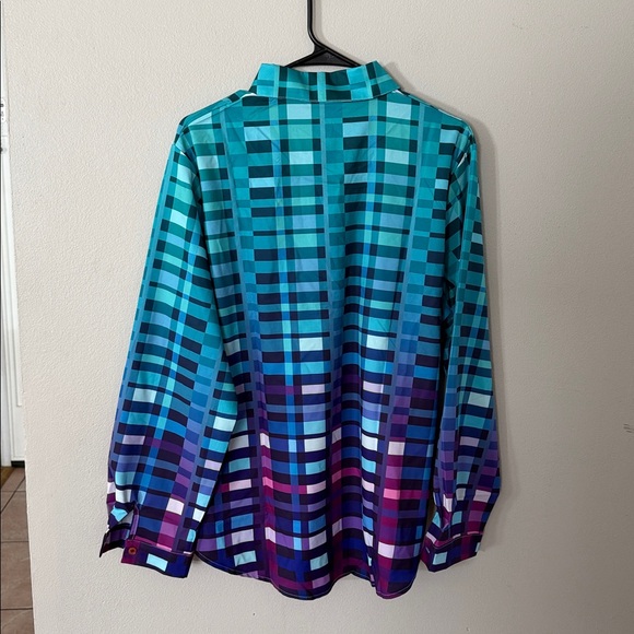 Women's Plaid Button Down Shirt - Blue and Purple - Picture 3 of 9
